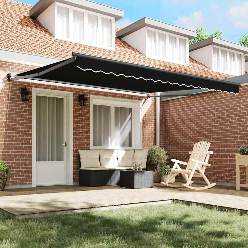 vidaXL Behúzható napellenző Fekete 400 × 300 cm Poliészter