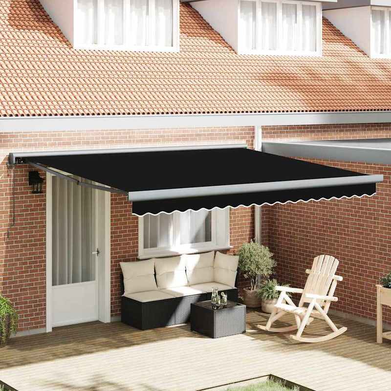 vidaXL Behúzható napellenző Fekete 400 × 300 cm Szövet, Fém