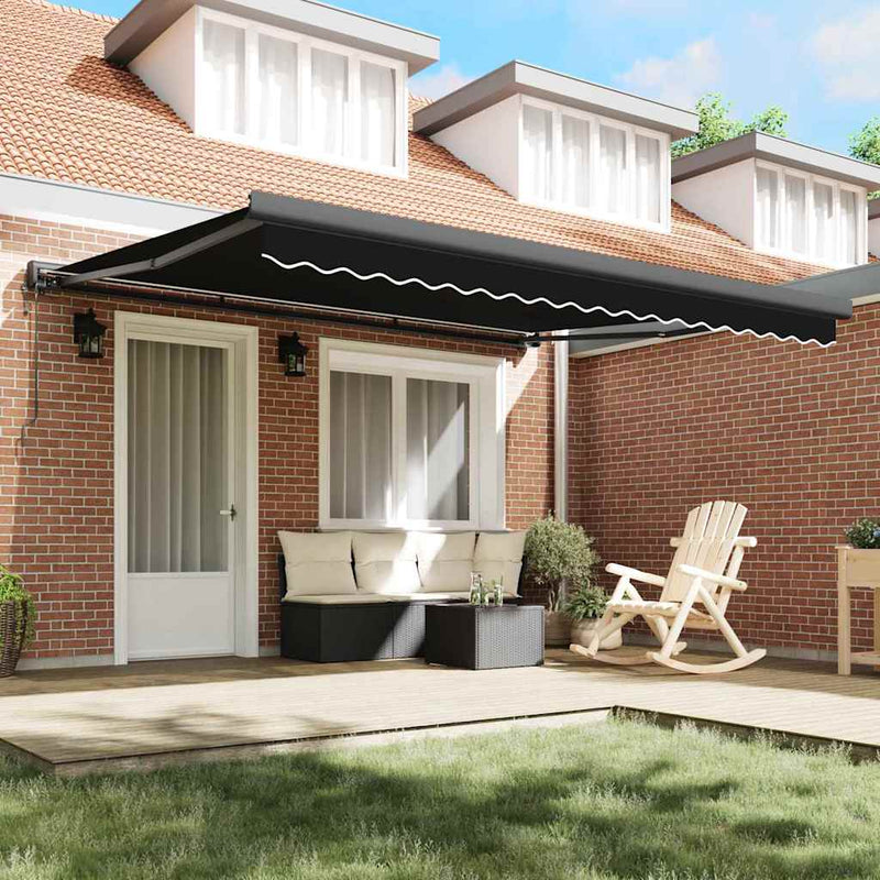 vidaXL Behúzható napellenző Fekete 400 × 300 cm Szövet, Fém