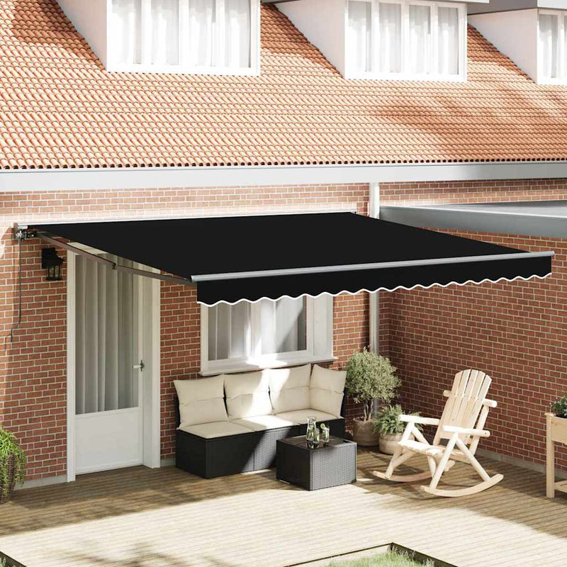 vidaXL Behúzható napellenző Fekete 400x300 cm szövet