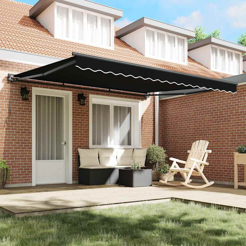 vidaXL Behúzható napellenző Fekete 400x300 cm szövet