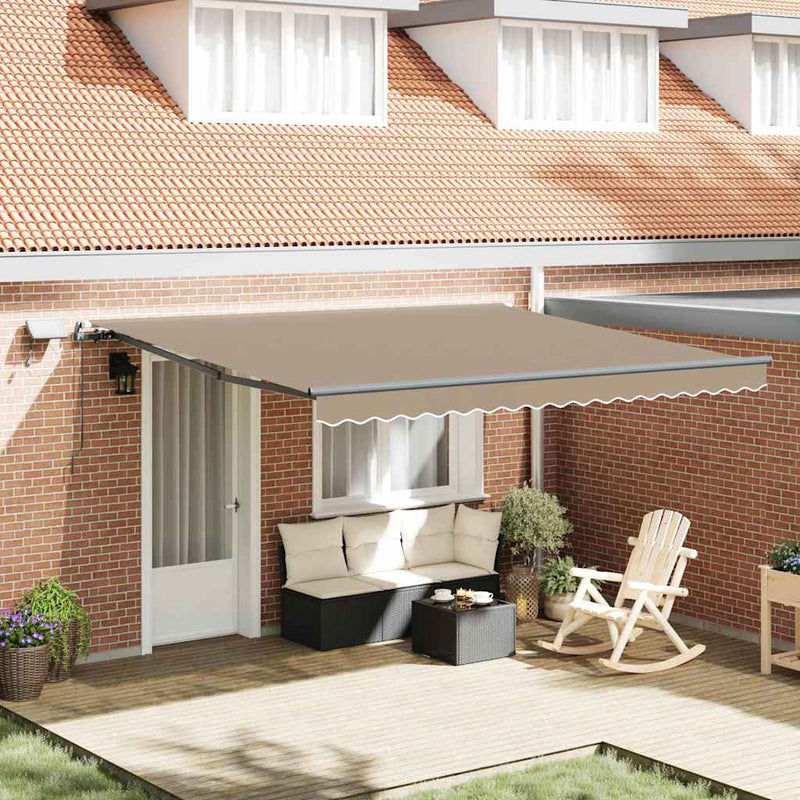 vidaXL Behúzható napellenző LED -es lámpákkal Bézs 400 × 300 cm szövet