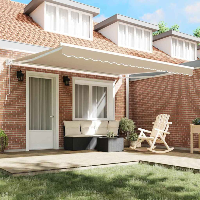 vidaXL Behúzható napellenző Bézs 400 × 300 cm Poliészter
