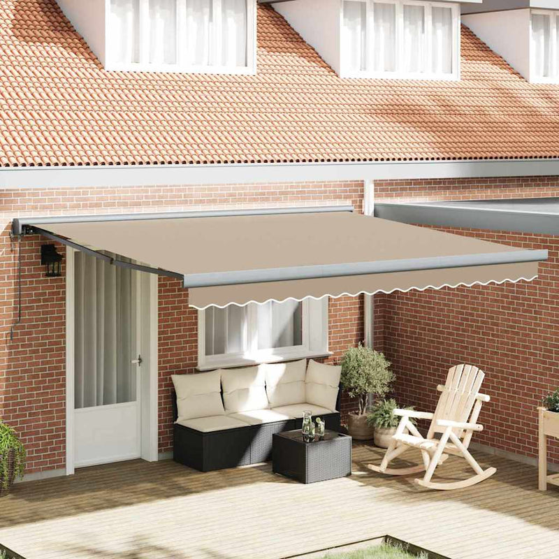 vidaXL Behúzható napellenző Bézs 400 × 300 cm Szövet, Fém