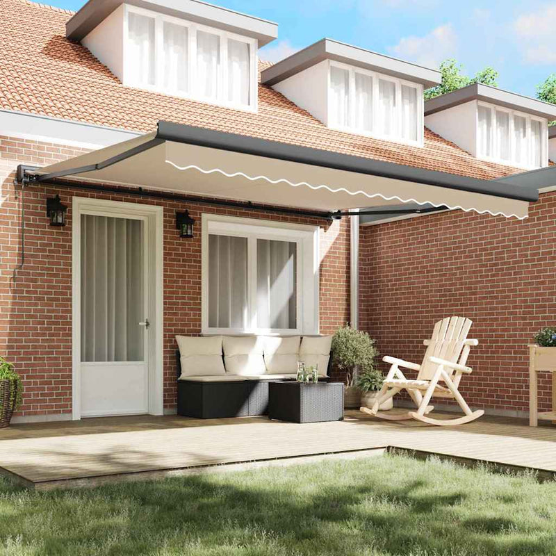 vidaXL Behúzható napellenző Bézs 400 × 300 cm Szövet, Fém