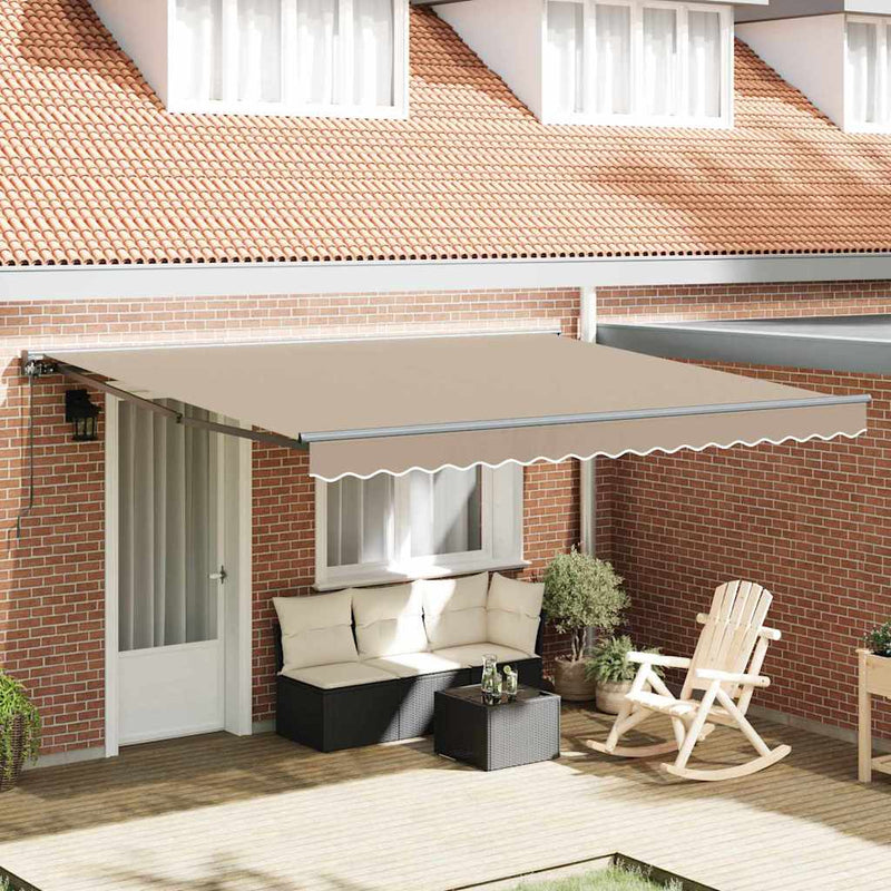 vidaXL Behúzható napellenző Bézs 400x300 cm szövet