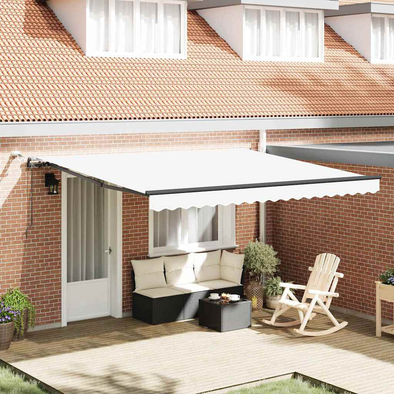 vidaXL Behúzható napellenző with Fehér 400 × 300 cm szövet