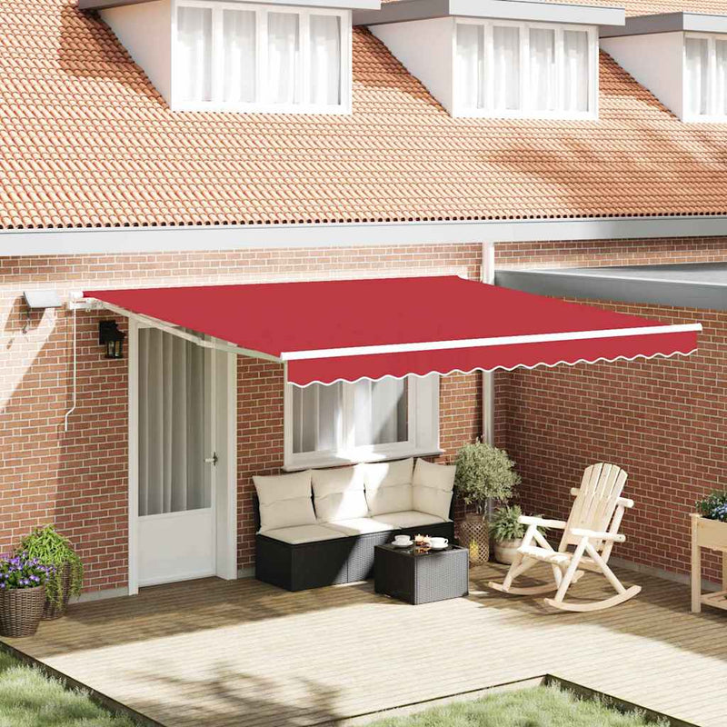 vidaXL Behúzható napellenző tartalmaz Piros 400 ×300 cm szövet