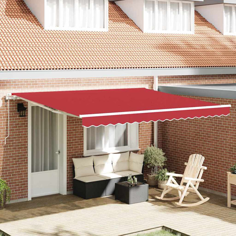 vidaXL Behúzható napellenző 400 × 300 cm Piros