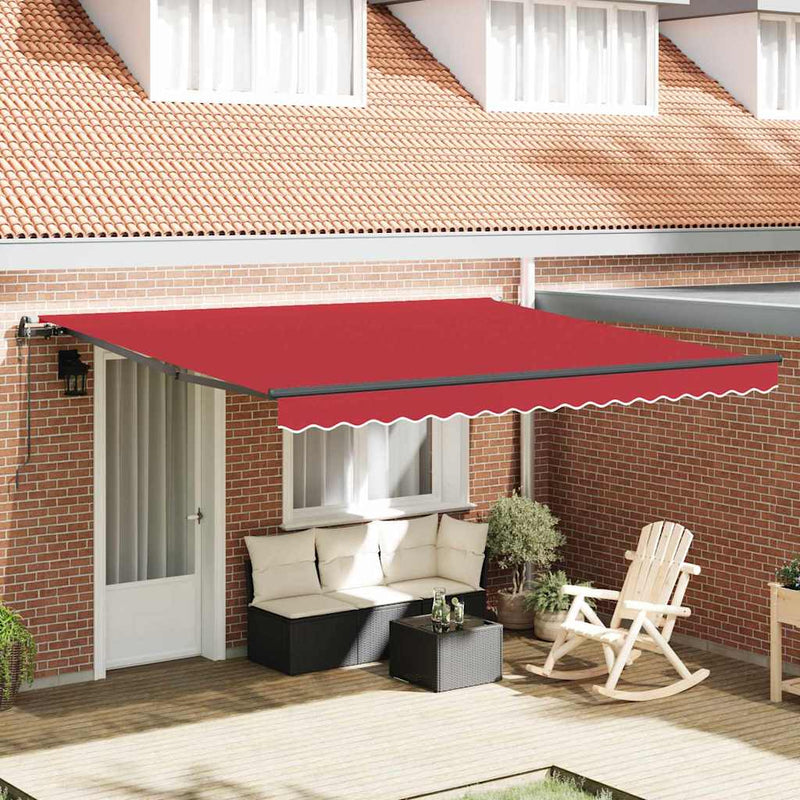 vidaXL Behúzható napellenző Piros 400 × 300 cm szövet