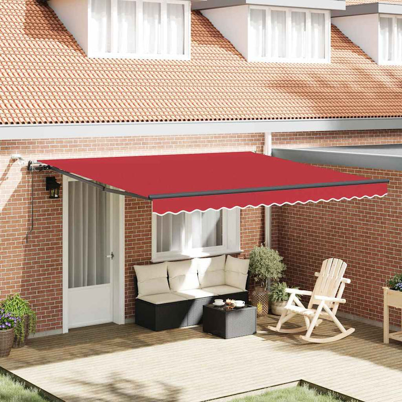 vidaXL Behúzható napellenző with Piros 400 × 300 cm szövet