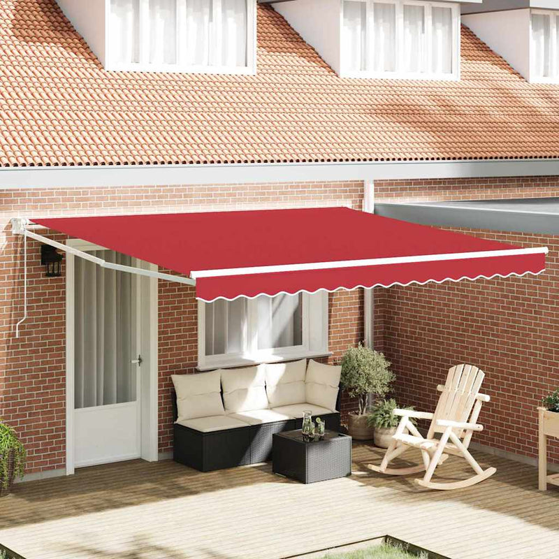 vidaXL Behúzható napellenző Piros 400 × 300 cm Poliészter