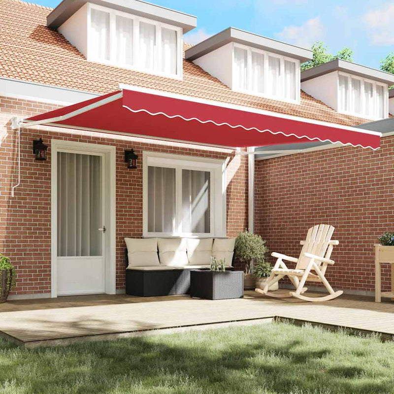 vidaXL Behúzható napellenző Piros 400 × 300 cm Poliészter