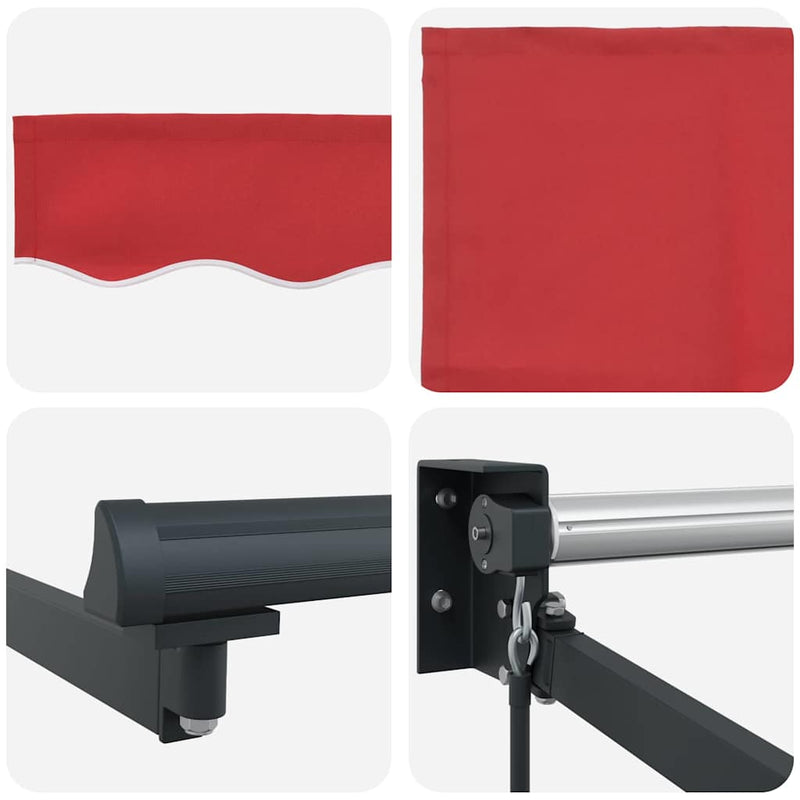 vidaXL Behúzható napellenző Piros 400 × 300 cm Poliészter