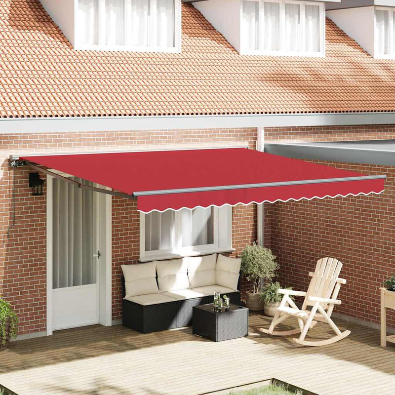 vidaXL Behúzható napellenző Piros 400x300 cm szövet