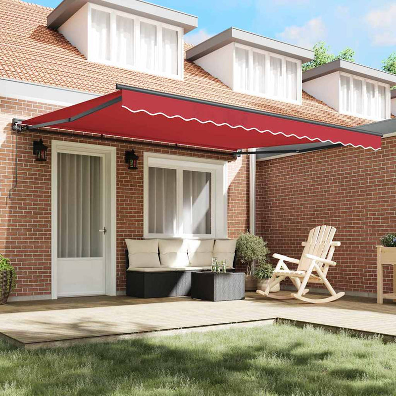 vidaXL Behúzható napellenző Piros 400x300 cm szövet