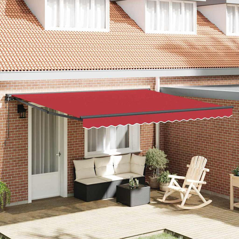 vidaXL Behúzható napellenző Piros 400x300 cm szövet
