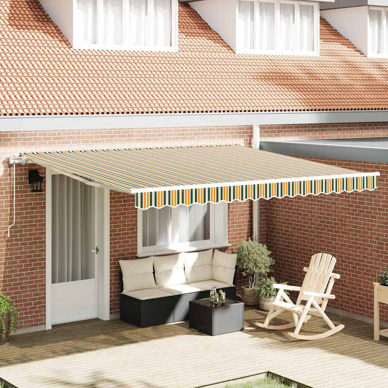 vidaXL Behúzható napellenző 400 × 300 cm Zöld és sárga