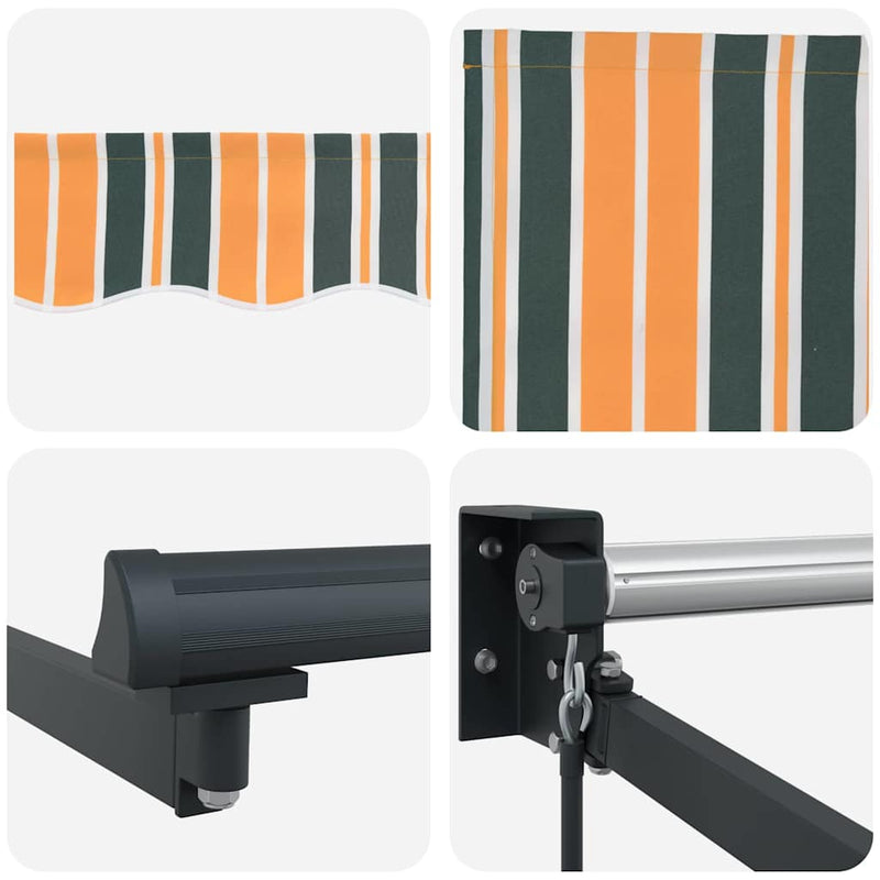 vidaXL Behúzható napellenző Zöld és sárga 400 × 300 cm Poliészter