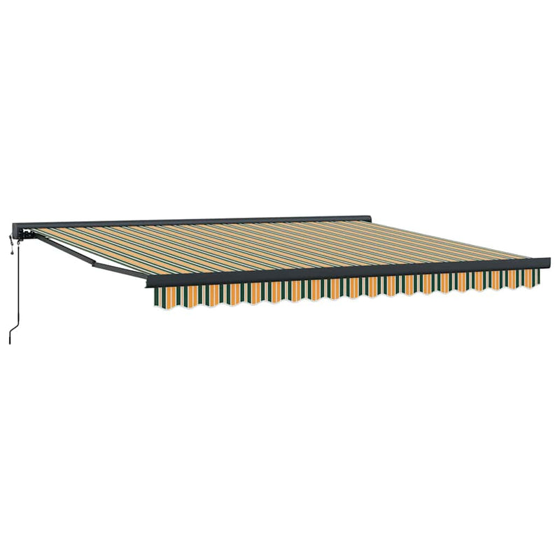 vidaXL Behúzható napellenző Zöld és sárga 400 × 300 cm Szövet, Fém