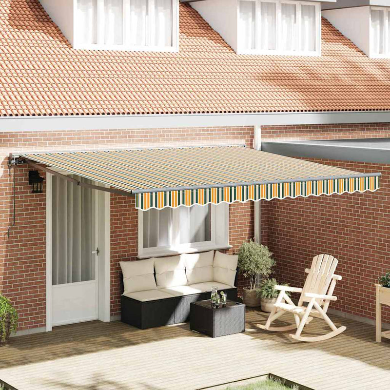 vidaXL Behúzható napellenző Zöld és Sárga 400x300 cm szövet