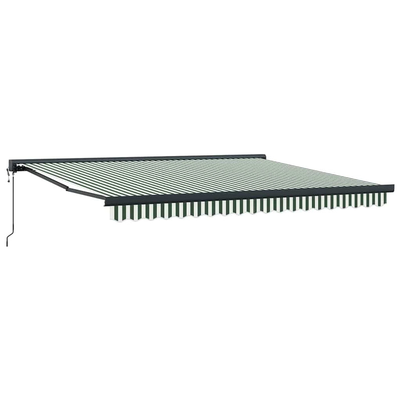 vidaXL Behúzható napellenző Zöld és fehér 400 × 300 cm Szövet, Fém