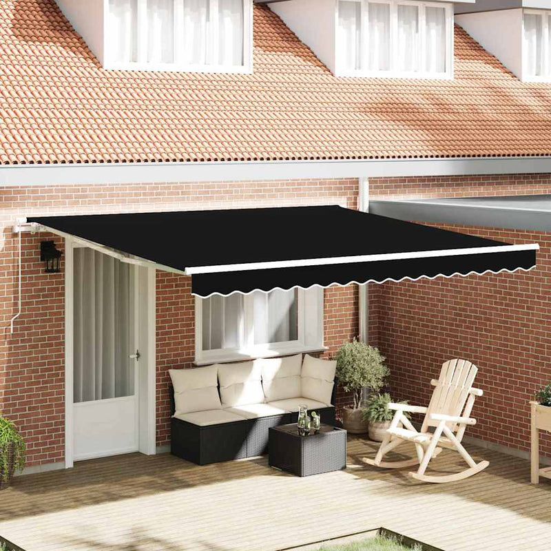 vidaXL Behúzható napellenző Fekete 400 × 350 cm Poliészter
