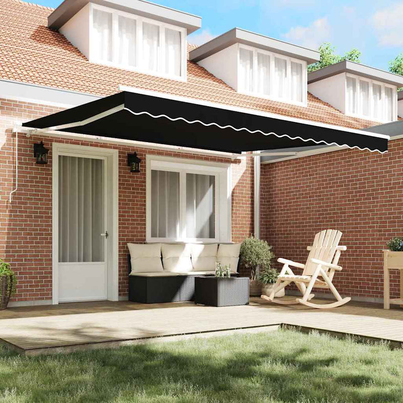 vidaXL Behúzható napellenző Fekete 400 × 350 cm Poliészter