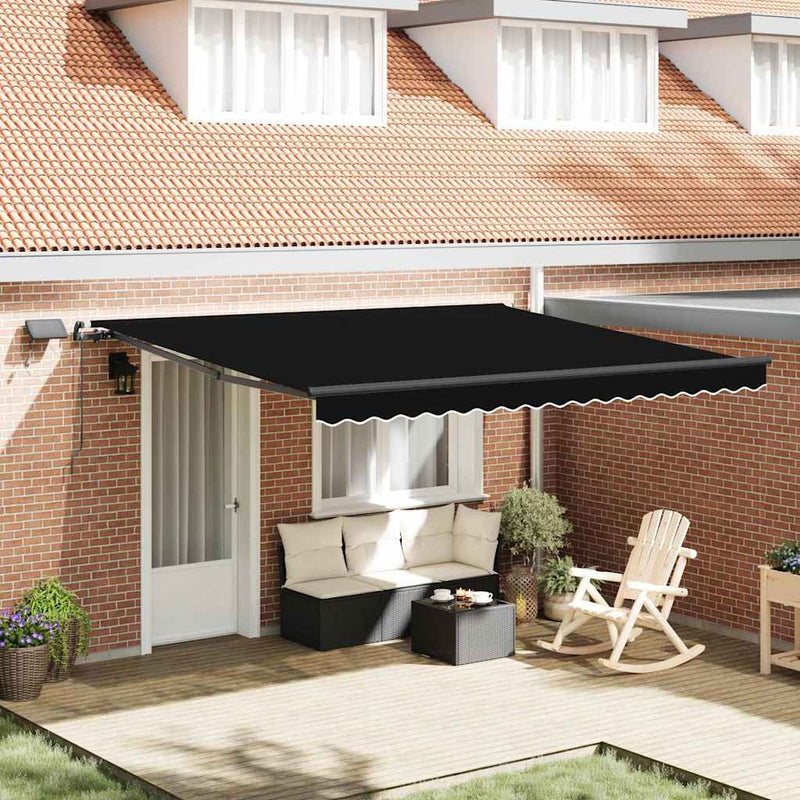 vidaXL Behúzható napellenző Fekete 400 × 350 cm szövet