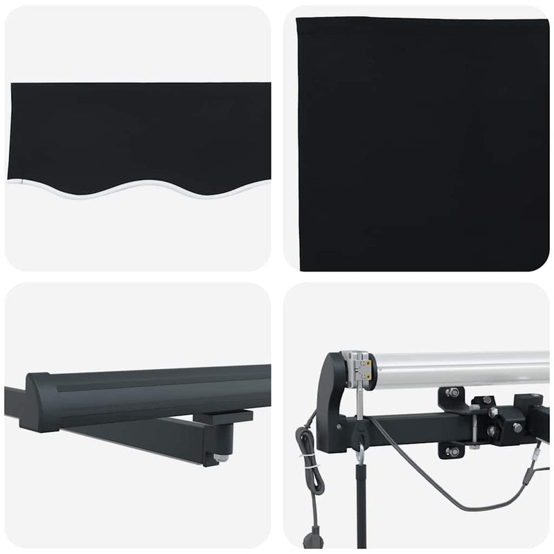 vidaXL Behúzható napellenző with Fekete 400 × 350 cm szövet