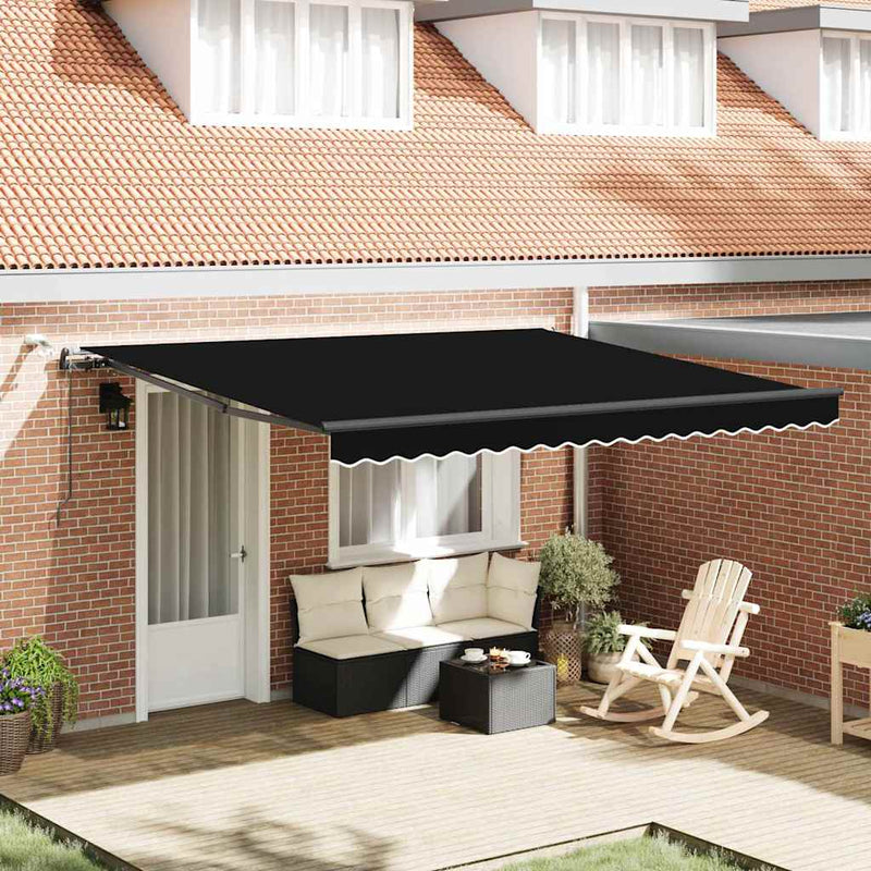 vidaXL Behúzható napellenző with Fekete 400 × 350 cm szövet