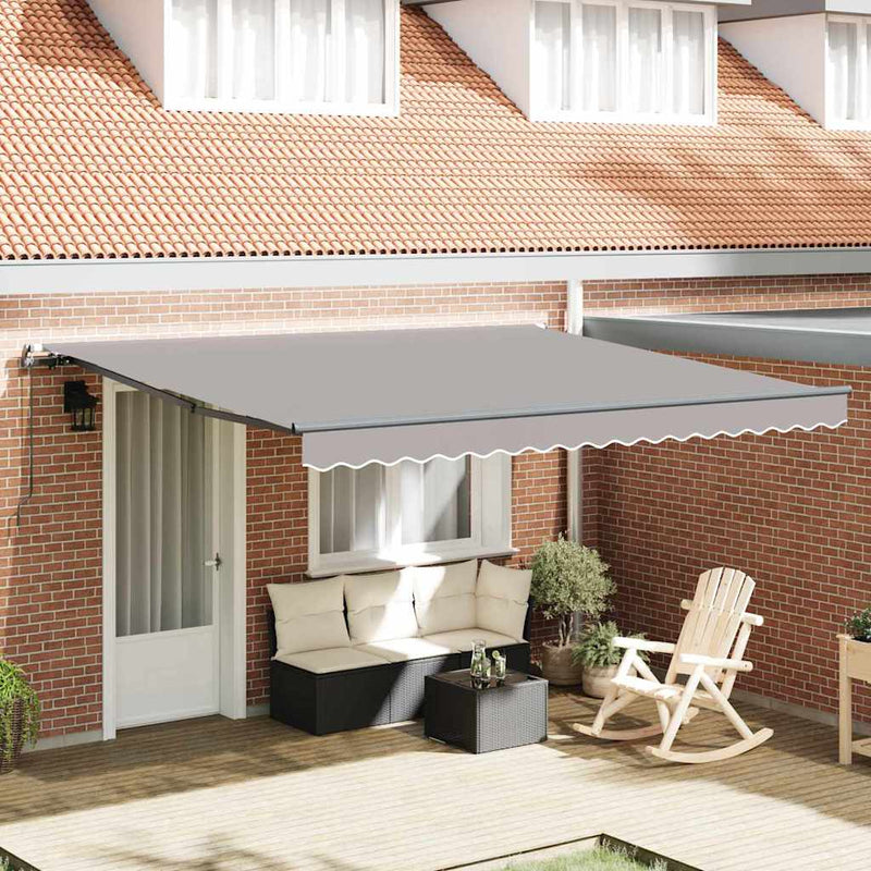 vidaXL Behúzható napellenző Világosszürke 400 × 350 cm szövet