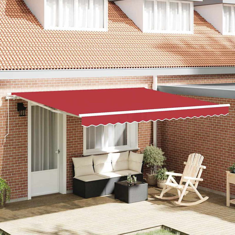 vidaXL Behúzható napellenző Piros 400 × 350 cm Szövet és Fém