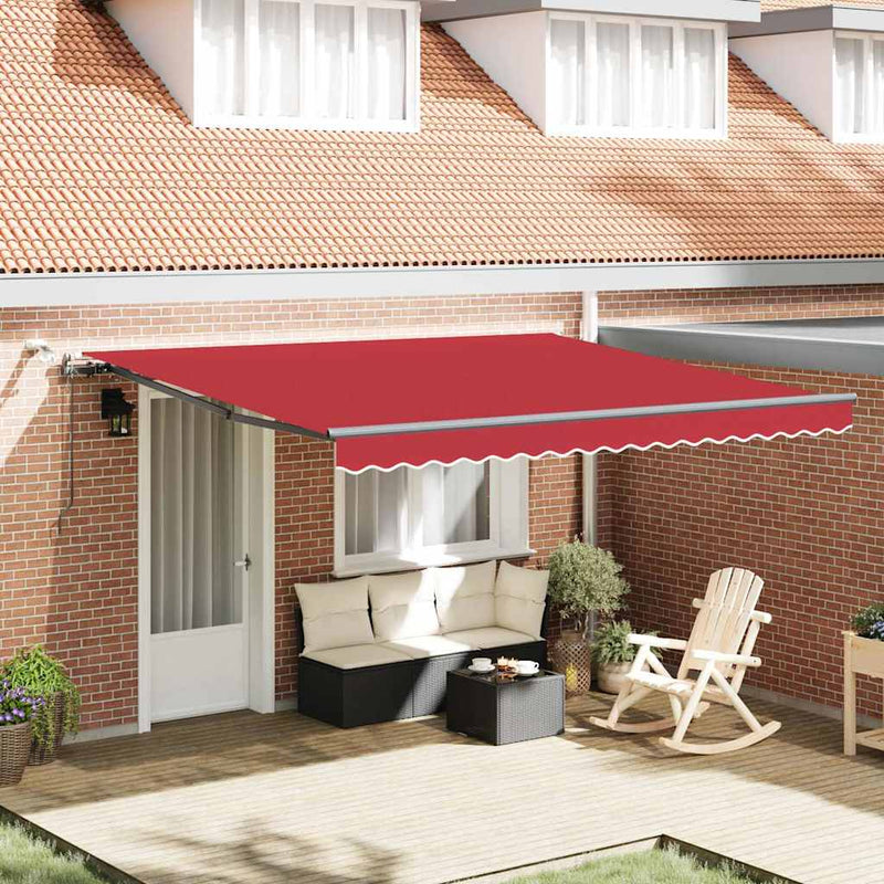 vidaXL Behúzható napellenző tartalmaz Piros 400 × 350 cm szövet