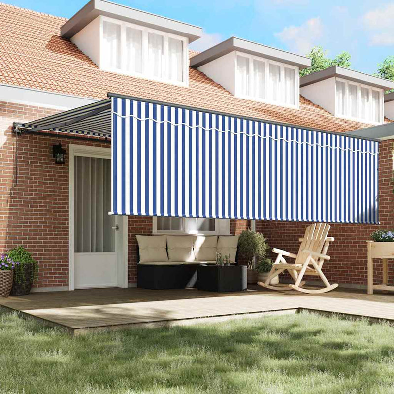 vidaXL Behúzható napellenző Kék és fehér 450 × 300 cm szövet