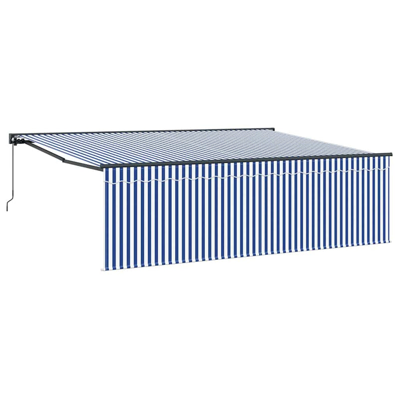 vidaXL Behúzható napellenző Kék és fehér 450 × 300 cm szövet