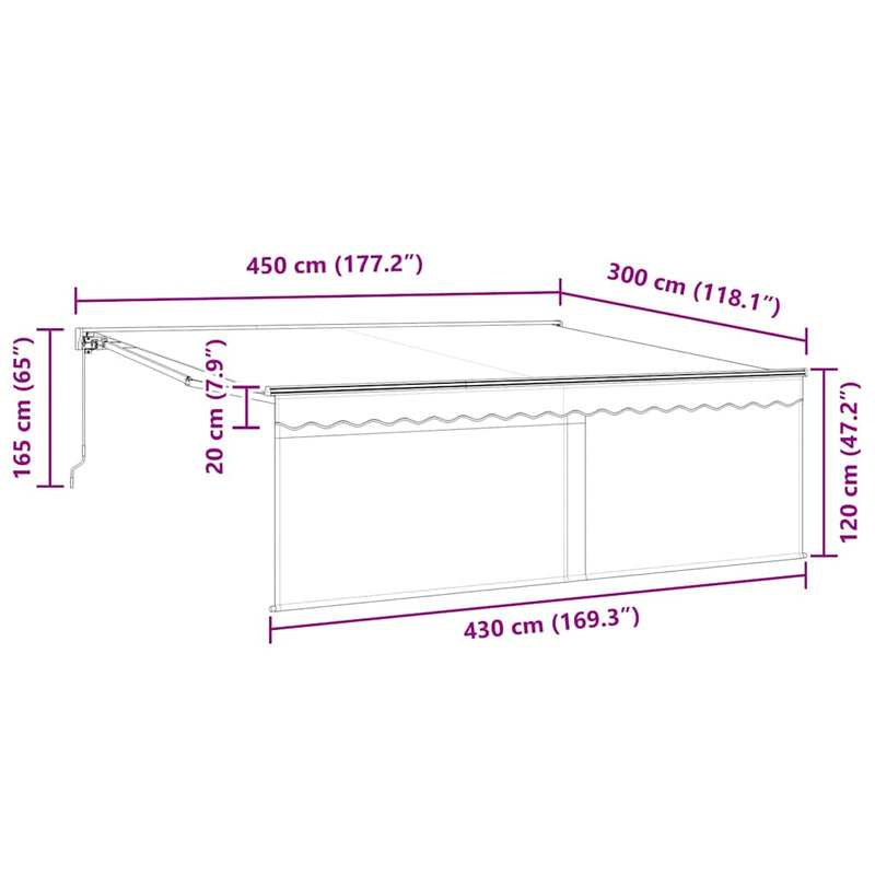 vidaXL Behúzható napellenző Kék és fehér 450 × 300 cm szövet