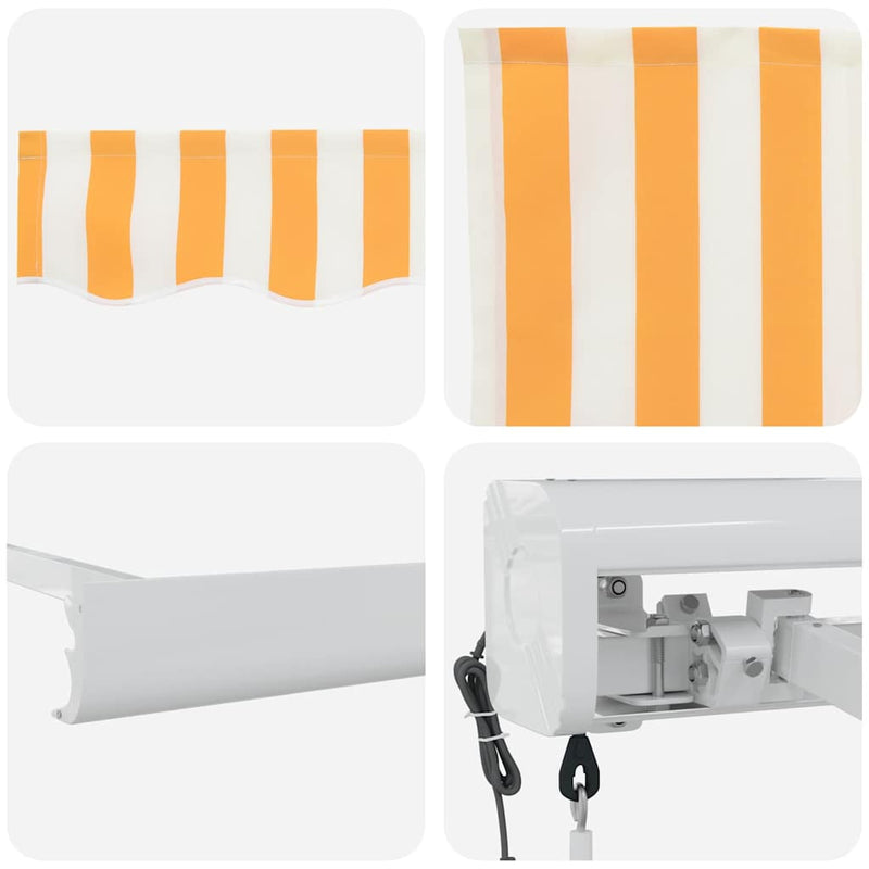 vidaXL Behúzható napellenző narancssárga és fehér 450 × 300 cm