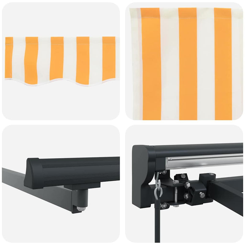vidaXL Behúzható napellenző Narancs és fehér 450x300 cm szövet