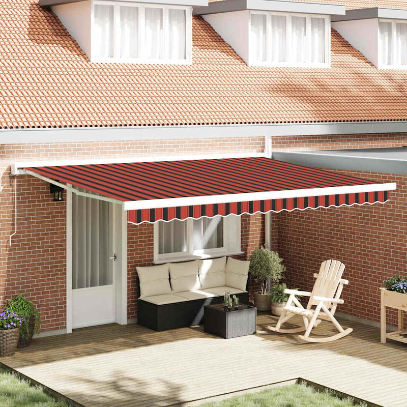 vidaXL Behúzható napellenző narancssárga és barna 450 × 300 cm