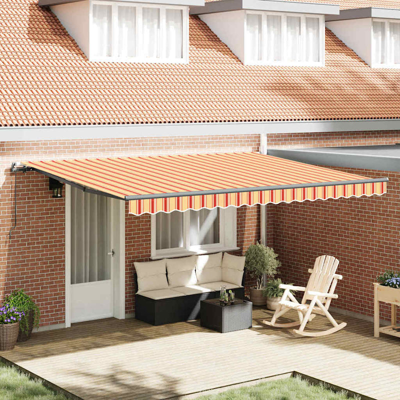 vidaXL Behúzható napellenző sárga és narancssárga 450 × 300 cm szövet