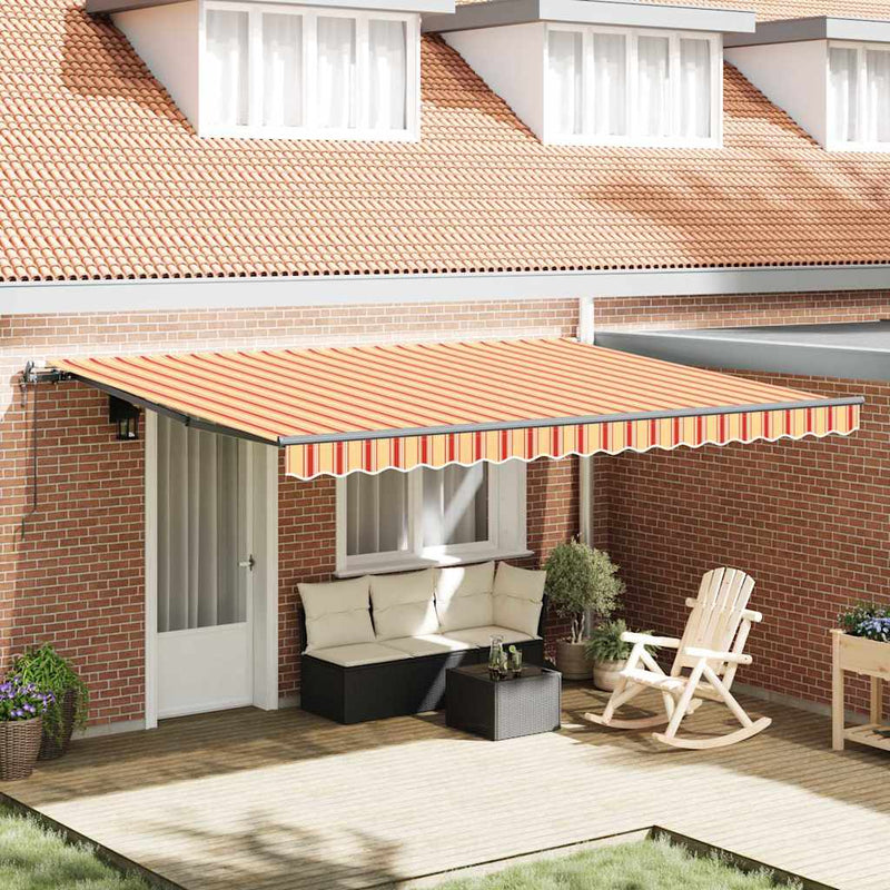 vidaXL Behúzható napellenző sárga és narancssárga 450 ×300 cm szövet