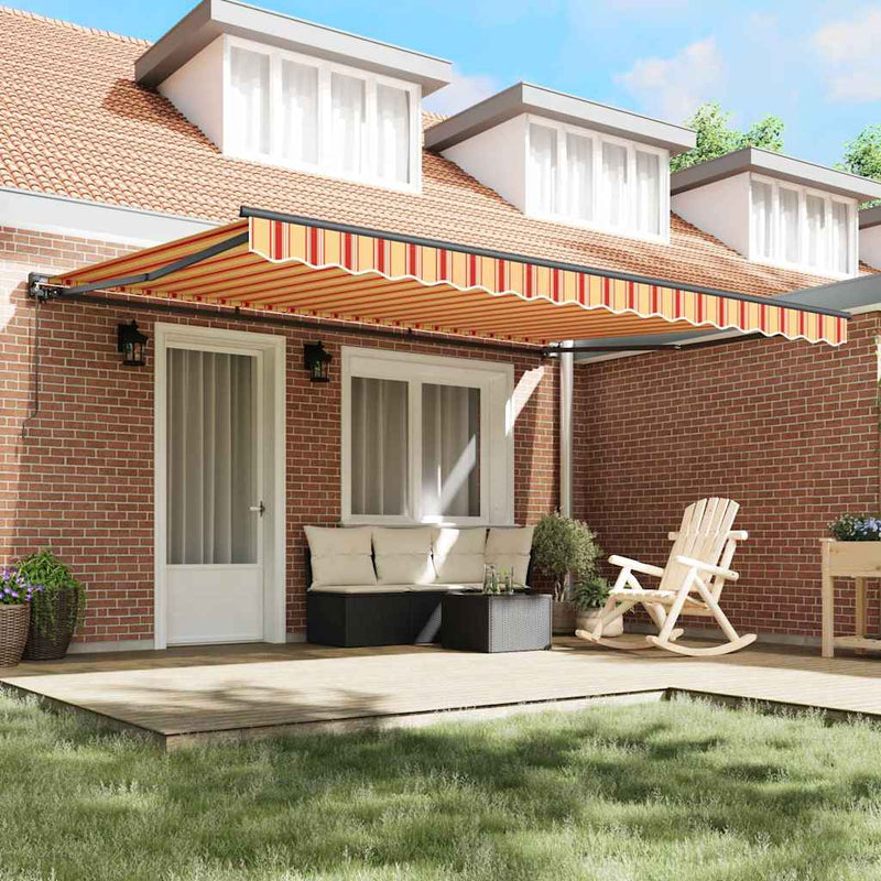 vidaXL Behúzható napellenző Sárga és narancs 450x300 cm szövet