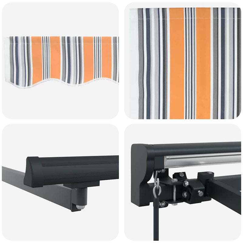 vidaXL Behúzható napellenző Tarka csíkos 450x300 cm szövet