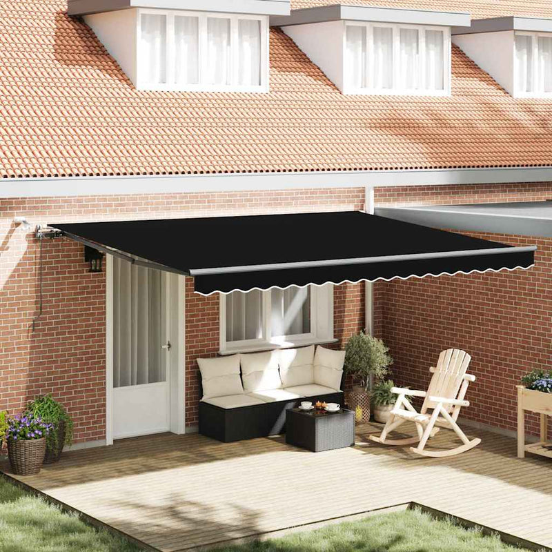 vidaXL Behúzható napellenző tartalmaz Fekete 450 × 300 cm szövet