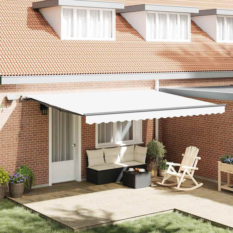 vidaXL Behúzható napellenző LED -es lámpákkal Fehér 450 ×300 cm szövet