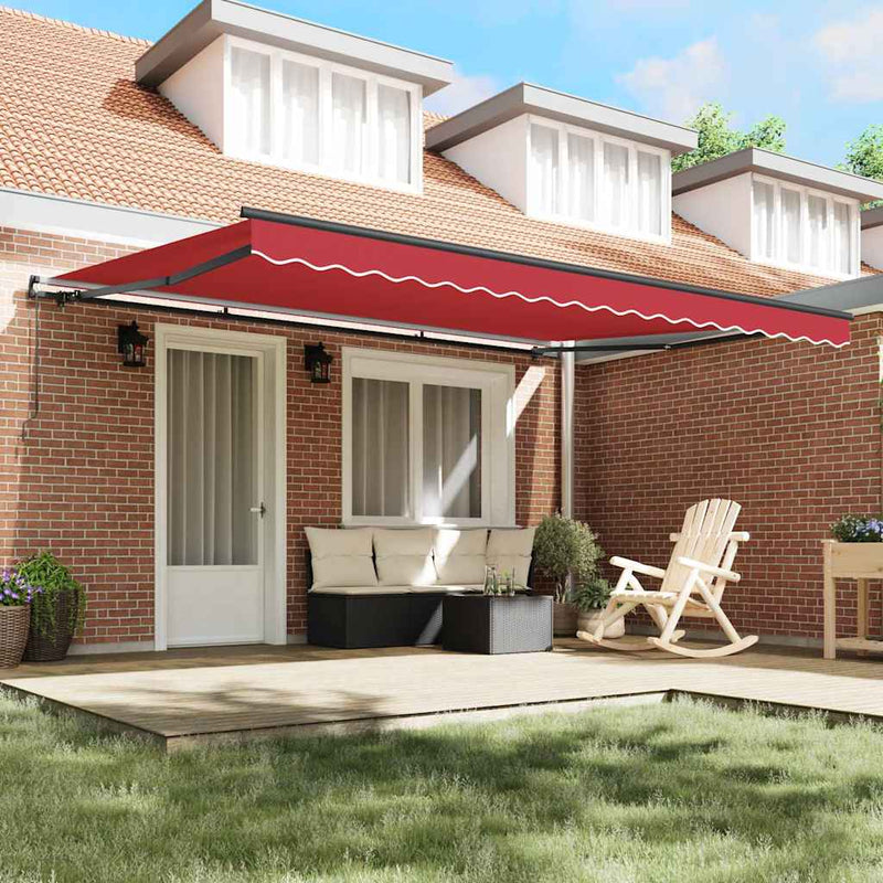 vidaXL Behúzható napellenző Piros 450 × 300 cm szövet