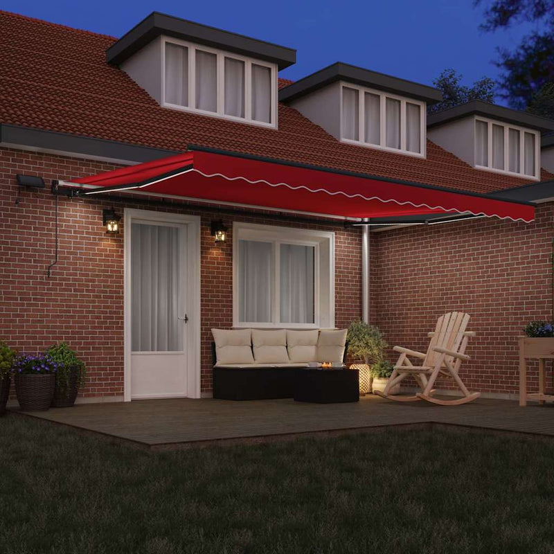 vidaXL Behúzható napellenző Piros 450 × 300 cm szövet