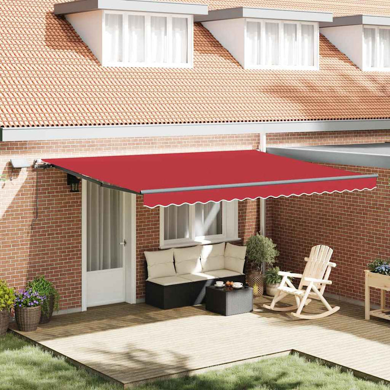 vidaXL Behúzható napellenző Piros 450 × 300 cm szövet