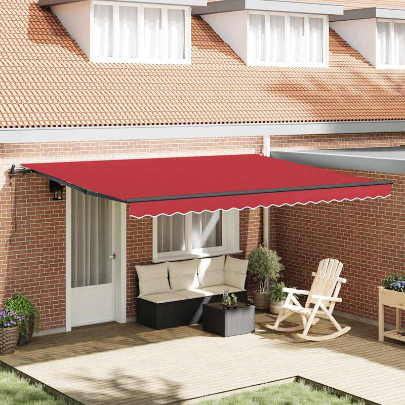 vidaXL Behúzható napellenző Piros 450 × 300 cm szövet